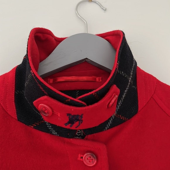 Red Vintage Burberry Bomber Jacket, Blue Nova Check Lining M/US 10 - Picture 3 of 13